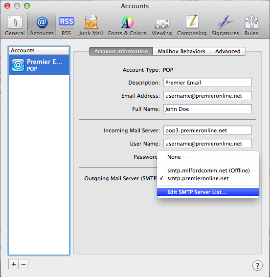 Update mail setting on mac for nycdoe email number